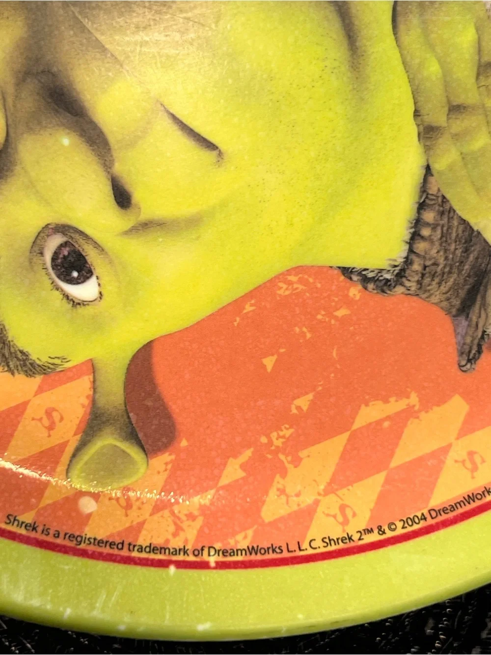 Vintage 2004 Shrek & Donkey Decorative Round Plate- Green and Orange